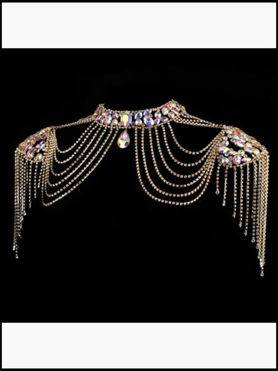 Amazon.com: QERPON Crystal Tassels Arm Chain Women Body  Multilayer Crystal Tassel Shoulder Chain Body Jewelry for Women Evening Party
